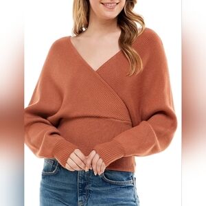 Women's V-Neck Wrap Sweater - Beige